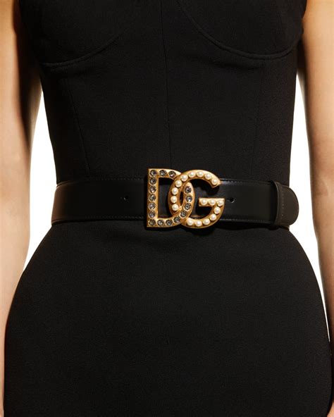 Dolce&Gabbana DG 40mm Swarovski Crystal & Pearl Leather Belt